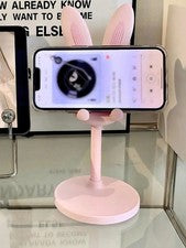Pink Rabbit-Shaped Adjustable Phone Stand For Desk Home Office Decor