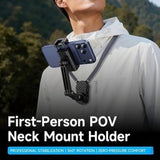 Flexible Neck Mount Phone Holder Hands-Free POV Vlogging Stand for Action Camera
