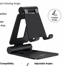 LISEN Adjustable Foldable Non-Slip Matte Black Desktop Phone Stand