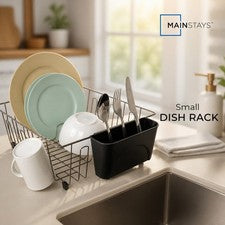 Mainstays Dish Drainer Rack Chrome Steel Small Black Kitchen Organizer New
